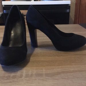 JCrew Black suede, platform heel, size 8